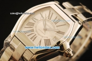Cartier Roadster Swiss ETA 2836 Automatic Full Steel with Steel Dial and Black Roman Markers