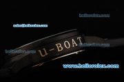 U-Boat Italo Fontana Left Hook Automatic Movement PVD Case with White Dial Small Calendar and Black Leather Strap