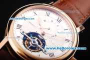 Breguet Classique Complications Swiss Tourbillon Manual Winding Movement Rose Gold Case with Black Roman Numerals and Brown Leather Strap