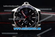 Tag Heuer Aquaracer Calibre 5 Match Timer Premier League Special Edition Miyota Quartz Steel Case with Black Dial and Black Leather Strap Stick Markers