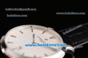Vacheron Constantin Malte Miyota Quartz Stainless Steel Case with Black Leather Strap White Dial and Stick Markers