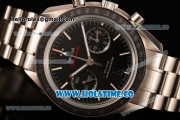 Omega Speedmaster Moonwatch Co-Axial Chronograph Clone Omega 9300 Automatic Steel Case/Bracelet with Black Dial and White Stick Markers (EF)