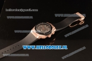 Hublot Classic Fusion Aerofusion Chronograph Orlinski Japanese Miyota OS20 Quartz Rose Gold Case with Black Dial Stick Markers and Black Rubber Strap