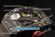 Richard Mille RM35-02 Carbon Fiber With Red Crown Miyota 9015 Movement 1:1 Clone Black Rubber