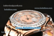 Rolex Day-Date Masterpieces Swiss ETA 2836 Automatic Rose Gold Case with Diamonds Bezel and Pink MOP Dial (BP)