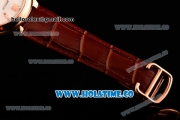 Cartier Ballon Bleu De 42MM Miyota 82S7 Automatic Rose Gold Case with White Dial Brown Leather Strap and Stick Markers