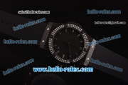 Hublot Classic Fusion Chronograph Miyota Quartz PVD Case - Diamond Bezel with Black Dial and Black-Steel Markers - 7750 Coating