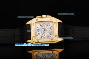 Cartier Santos 100 Automatic Movement Gold Case with Gold Bezel and Black Leather Strap