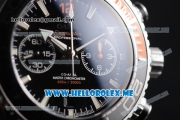 Omega Seamaster Planet Ocean Master Chronometer Clone Omega 9900 Automatic Steel Case with Black Dial and Black Leather Strap - 1:1 Original (EF)