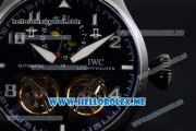 IWC Big Pilot Double Tourbillon Asia ST28 Automatic PVD Case with Black Dial and Black Leather Strap Stick/Arabic Numeral Markers