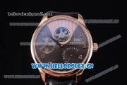 IWC Portuguese Tourbillon Asia ST25 Automatic Rose Gold Case with Black Dial Arabic Numeral Markers and Black Leather Strap