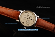 Vacheron Constantin Power Reserve Automatic Movement Steel Case with White Dial and Leather Strap