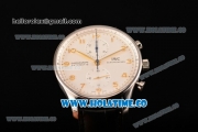 IWC Portugieser Chrono Swiss Valjoux 7750 Automatic Steel Case with White Dial and Gold Arabic Numeral Markers