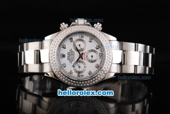 Rolex Daytona Chronograph Automatic with Diamond Bezel-Diamond Marking and White Dial