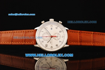 IWC Portuguese Yacht Club Chronograph Miyota Quartz Movement Steel Case with White Dial and Leather Strap