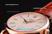 IWC Portofino Vintage Swiss ETA 2892 Automatic Rose Gold Case with Brown Leather Strap and White Dial