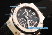 Hublot Big Bang Swiss Valjoux 7750 Automatic Movement Steel Case with Black Dial and Black Rubber Strap