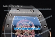 Richard Mille RM052 Miyota 9015 Automatic PVD/Rose Gold Case with Pink Skull Dial and PVD Bezel Black Rubber Strap