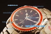 Omega Seamaster Swiss ETA 2836 Automatic Full Steel with Black Dial and Orange Bezel