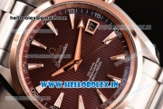 Omega Seamaster Aqua Terra Clone 8500 Automatic Steel Case/Strap with Stick Markers Rose Gold Bezel and Brown Dial -1:1 Original (Z)