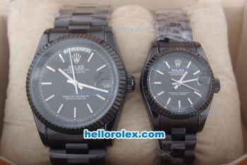 Rolex Day-Date Oyster Perpetual Automatic Full PVD with Black Dial and White Marking-Big Calendar for lovers version