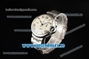 Cartier Ballon Bleu De Large Chronograph 7705 Automatic Steel Case with White Dial Roman Numeral Markers and Steel Bracelet