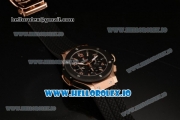 Hublot Big Bang Chrono Swiss Valjoux 7750 Automatic Rose Gold/PVD Case Black Dial With Stick/Arabic Numeral Markers Black Rubber Strap