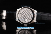 Rolex Datejust Oyster Perpetual Automatic Movement Black Ruby Bezel with Diamond Crested Dial and Black Leather Strap