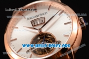 Audemars Piguet Jules Audemars Tourbillon Grande Date Swiss Tourbillon Manual Winding Rose Gold Case with White Dial and Brown Leather Strap (TF)