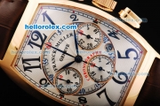 Franck Muller Casablanca Chronograph Swiss Valjoux 7750 Automatic Movement Gold Case with White Dial and Black Arabic Numeral Markers