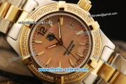 Tag Heuer Aquaracer Swiss ETA Quartz Movement Steel Case with Diamond Bezel and Orange MOP Dial