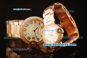 Cartier Ballon Bleu De Swiss ETA Quartz Full Rose Gold with Diamond Bezel and White Dial