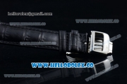 Jaeger-LECoultre Master Control Miyota 9015 Automatic Steel Case with Diamonds Dial Stick Markers and Black Leather Strap