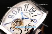 Franck Muller Casablanca Automatic Movement Steel Case with White Dial and Black Leather Strap