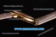 Cartier Ballon Bleu De Medium Asia 4813 Automatic Yellow Gold Case with Sliver Dial and Grey Leather strap