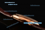 Cartier Ballon Bleu De Swiss ETA 2836 Automatic Rose Gold Case/Bezel with Brown Leather Strap White Dial Roman Markers