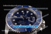 Rolex Submariner Swiss ETA 2836 Automatic Steel Case with Blue Dial and Blue Rubber Strap Dot Markers