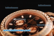 Rolex Daytona Chronograph Miyota Quartz Movement Full Rose Gold with Black Dial - Three RG Subdials and Diamond Bezel