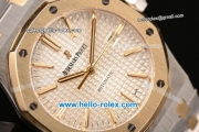 Audemars Piguet Royal Oak Swiss ETA 2824 Automatic Two Tone Case with Two Tone Strap and White Grid Dial - 1:1 Original