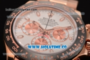 Rolex Daytona Chrono Swiss Valjoux 7750 Automatic Rose Gold Case with Ceramic Bezel White Dial and Stick Markers (BP)