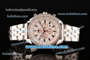 Breitling for Bentley Barnato Racing Chronograph Swiss Valjoux 7750 Automatic Steel Case with White Dial and Steel Strap