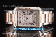 Cartier Tank Anglaise Miyota 9015 Automatic Two Tone Case/Bracelet with Silver Dial and Roman Numeral Markers