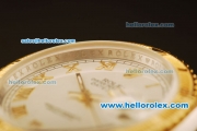 Rolex Datejust Oyster Perpetual Automatic ETA Coating Case with White Dial and Gold Roman Markers - Two Tone Strap