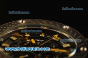 Hublot King Power F1 Chronograph Miyota Quartz Fibre Style PVD Case with Skeleton Dial and Black Leather Strap