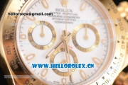 Rolex Cosmograph Daytona Clone Rolex 4130 Automatic Yellow Gold Case with White Dial Stick Markers and Brown Leather Strap (BP)