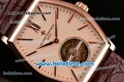 Vacheron Constantin Malte Tourbillon Swiss Tourbillon Manual Winding Rose Gold Case with Brown Alligator Strap and Beige Dial