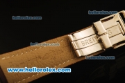 Breitling Chronospace Chronograph Quartz Steel Case and White Dial-Brwon Leather Strap