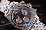 Breitling Chronomat B01 GMT Swiss Valjoux 7750 Automatic Steel Case/Strap with Black Dial and Diamond Bezel