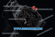 1:1 Richard Mille RM 35-02 RAFAEL NADA Japanese Miyota 9015 Automatic Black PVD Case with Skeleton Dial Red Crown Black Rubber Strap