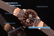 Ulysse Nardin Maxi Marine Diver Chrono Miyota OS20 Quartz Rose Gold Case with Brown Rubber Strap Brown Dial 7750 Coating